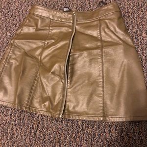 Army green leather skirt